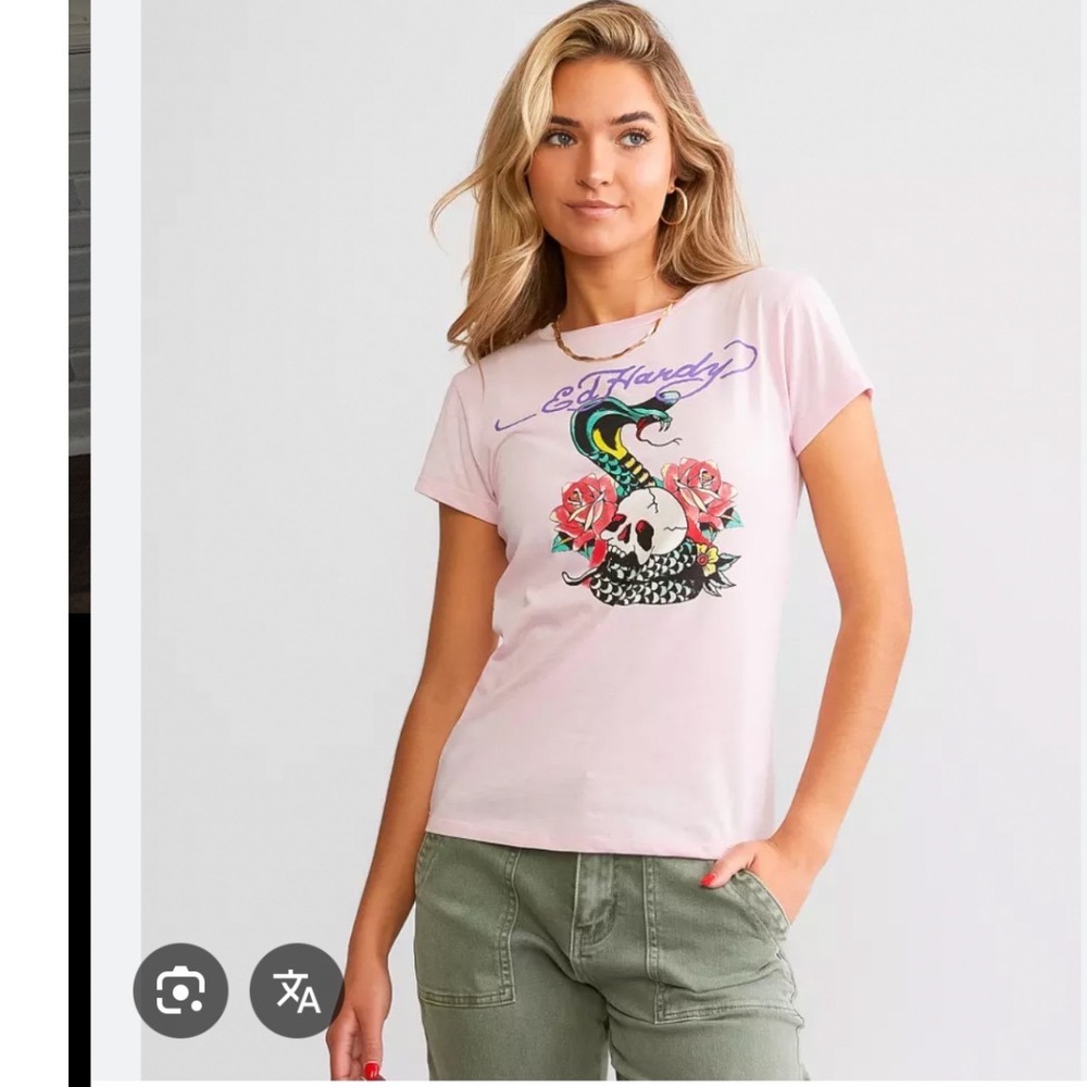 Ed Hardy Rose‎ Cobra Graphic T-Shirt Large Y2K Tattoo vintage streetwear skull